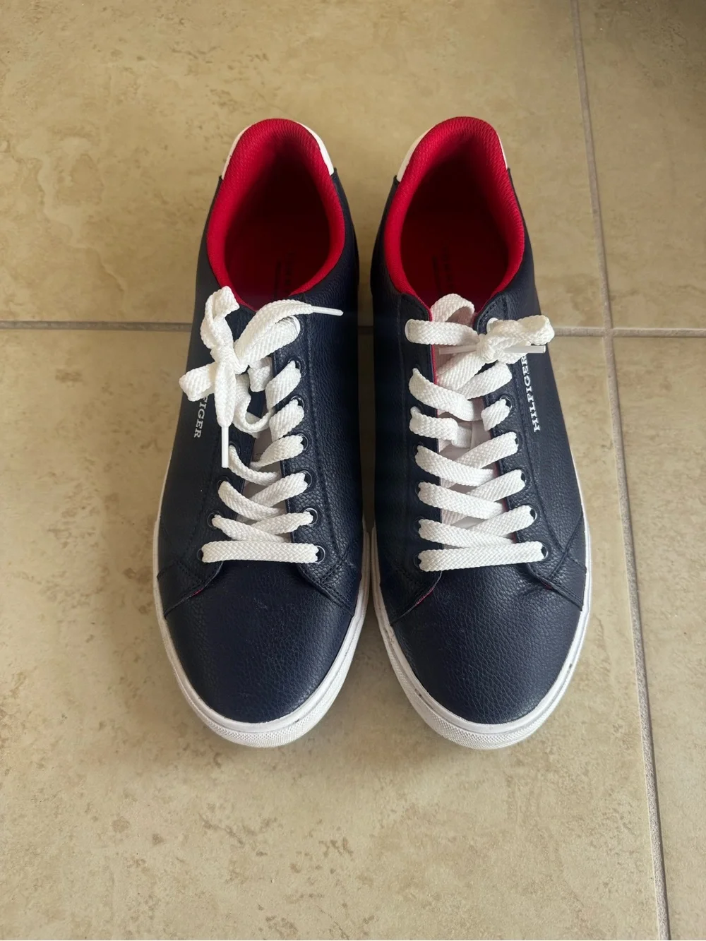 Tommy Hilfiger Navy Sneakers with Red Interior and White Laces